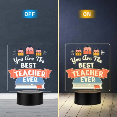 Best Teacher Ever UV Print 3D LED Night Light – USB Powered Appreciation Gift